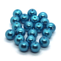20 Perles nacrées en verre 6mm bleu céruléen