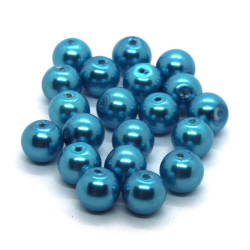 20 Perles nacrées en verre 6mm bleu céruléen