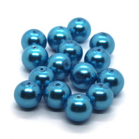 15 Perles nacrées en verre 8mm bleu céruléen