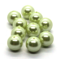 10 Perles nacrées en verre 10mm vert lime