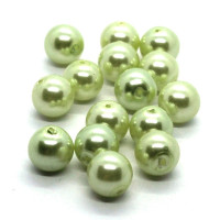 15 Perles nacrées en verre 8mm vert lime