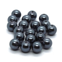 20 Perles nacrées en verre 6mm gris foncé