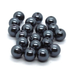 20 Perles nacrées en verre 6mm gris foncé