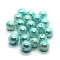 20 Perles nacrées en verre 6mm bleu azurin