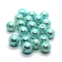 20 Perles nacrées en verre 6mm bleu azurin