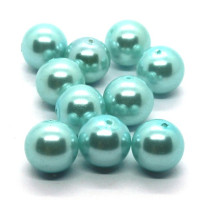10 Perles nacrées en verre 10mm bleu azurin