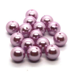 15 Perles nacrées en verre 8mm lilas