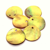 6 perles sequins nacre 20mm jaune foncé