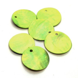 6 Perles sequins nacre 20mm vert clair