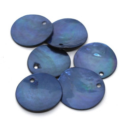 6 Perles sequins nacre 20mm indigo