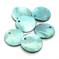 6 Perles sequins nacre 20mm aquamarine