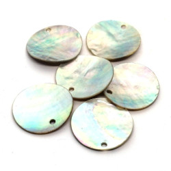 6 Perles sequins nacre 20mm nature