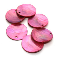 6 perles sequins nacre 20mm rose