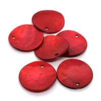 6 Perles sequins nacre 20mm rouge