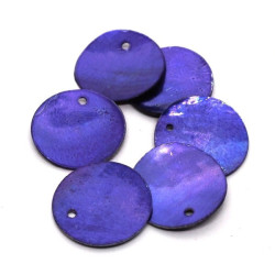 6 Perles sequins nacre 18mm violet