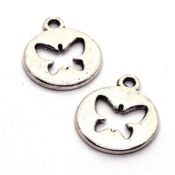 Breloque papillon 21mm argent vieilli x4