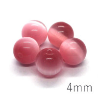5 Perles oeil de chat rondes 10mm rose