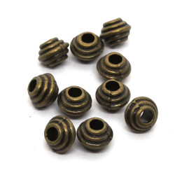 10 Perles métal toupie bronze 5mm