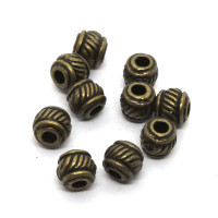 10 Perles en métal bronze 5mm