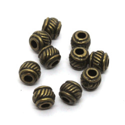 10 Perles en métal bronze 5mm