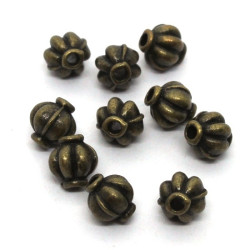 10 Perles métal lampion bronze 6mm