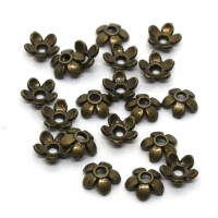 Perles coupelles fleur 6mm bronze x20