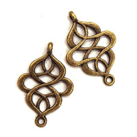 2 breloques connecteur art nouveau 27mm bronze