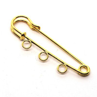 Support broche épingle à kilt dorée 3 anneaux 50mm