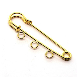 Support broche épingle à kilt dorée 3 anneaux 50mm
