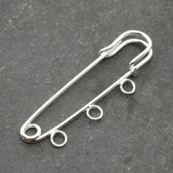 Support broche épingle à kilt argenté 3 anneaux 50mm