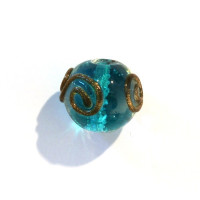 10 Perles rondes Lucky Eye turquoise