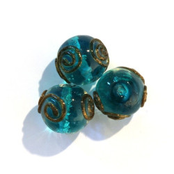 10 Perles rondes Lucky Eye turquoise