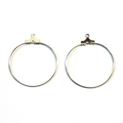 4 supports créoles 30mm pour boucles d'oreilles argentés