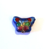 4 PERLES CLOISONNEES 13MM ROUGE