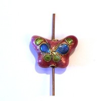 4 PERLES CLOISONNEES 13MM ROUGE
