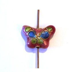 4 PERLES CLOISONNEES 13MM ROUGE