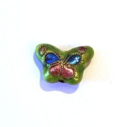 4 PERLES CLOISONNEES 13MM ROUGE