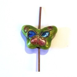 4 PERLES CLOISONNEES 13MM ROUGE