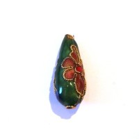 4 PERLES CLOISONNEES 13MM ROUGE