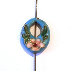 4 PERLES CLOISONNEES 13MM ROUGE