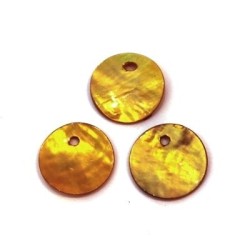 Perle sequin nacre 12mm jaune x6