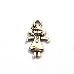 Breloque cœur en métal argenté vieilli x5