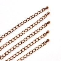 10 Chainettes d'extension fines 75mm cuivre