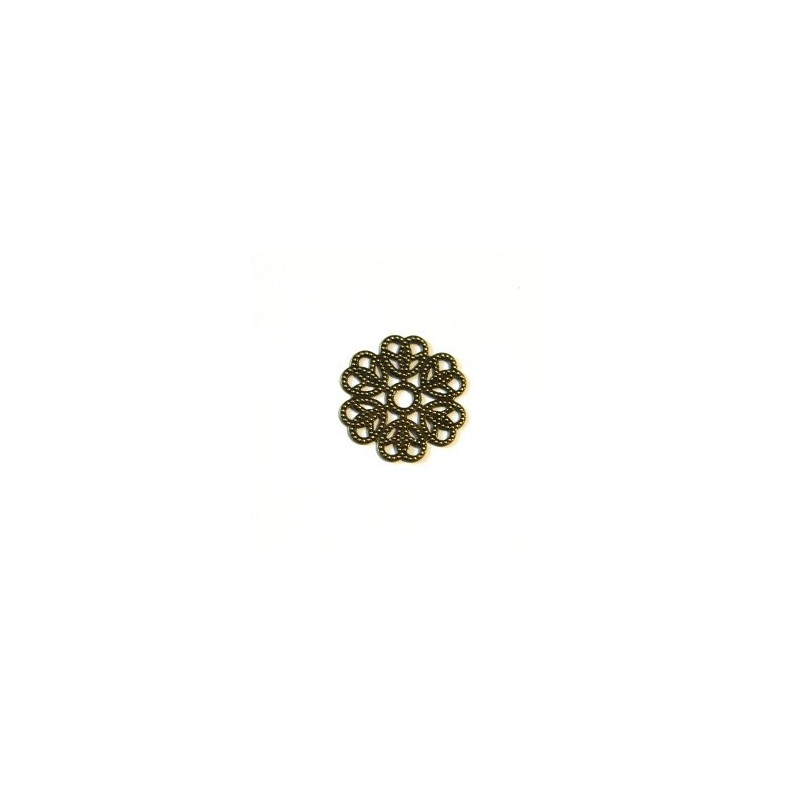Lot De 15 Perles Estampes Filigrane Métal Bronze – Pendentifs Dentelle Fleur – Neuf