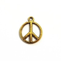 4 Pendentifs peace'n'love en métal doré 17mm