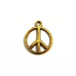 4 Pendentifs peace'n'love en métal doré 17mm