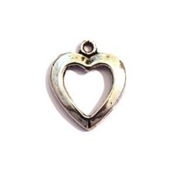 5 Breloques cœur en métal argenté 15mm