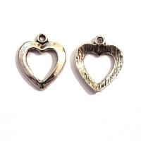 5 Breloques cœur en métal argenté 15mm