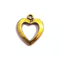 5 Breloques cœur en métal argenté 15mm