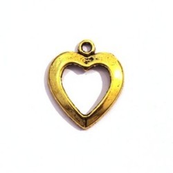 5 Breloques cœur en métal argenté 15mm